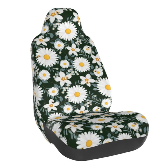 Naloa White Daisies and Bee Car Seat Covers Universal Front Seat Coves for Car Accessories ,Padded Car Covers for Automotive, SUV, Truck, and Van