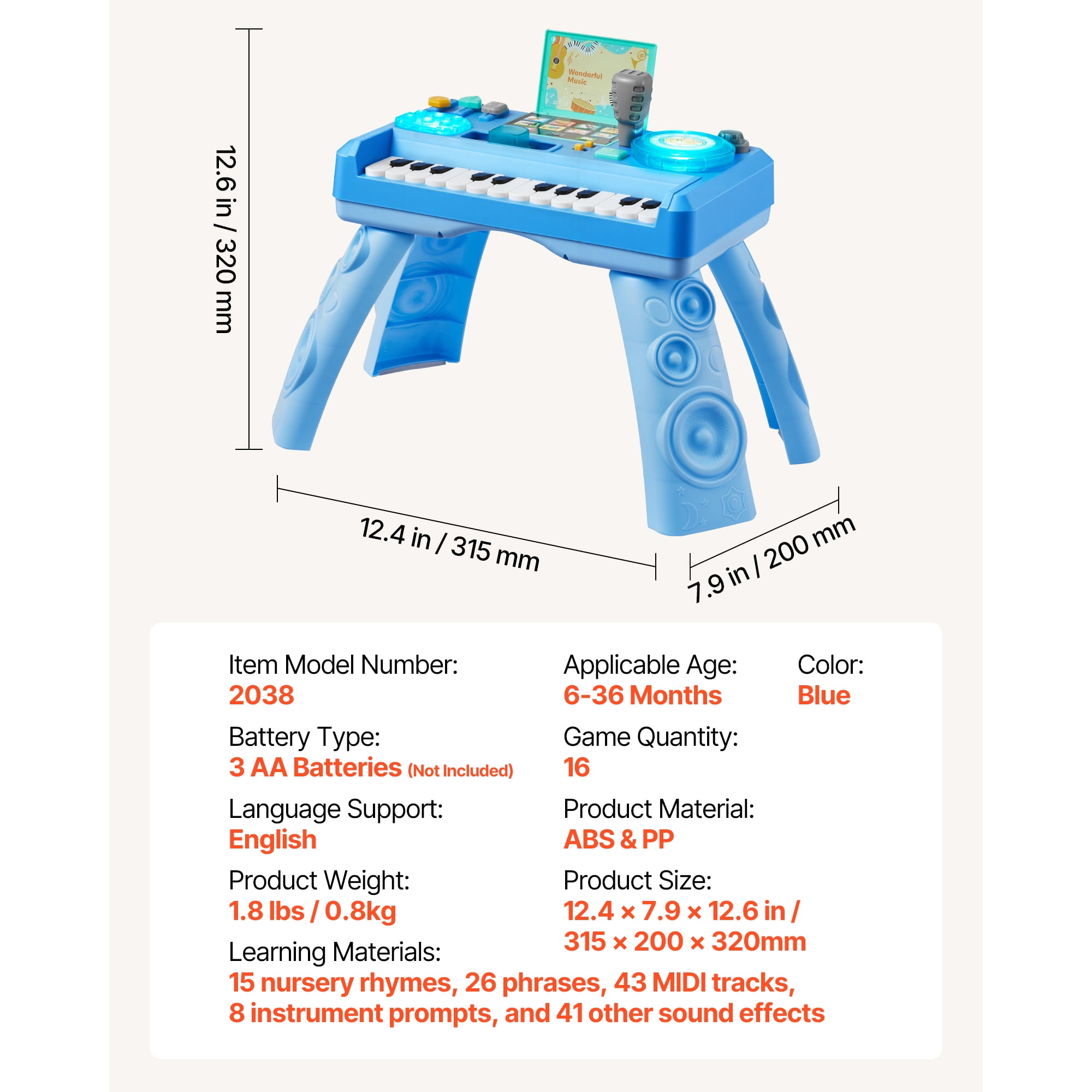KFFKFF Baby DJ Playset for Toddlers 1-3, Interactive Musical Table with 133 Sound Options, Recording Feature, and LED Turntable, Activity Toy for Kids Aged 6+ Months, Ideal Birthday Gift