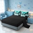 thumbnail image 4 of Homewish Glowing Butterfly Queen Bedding for Girls, Bling Stars Diamonds Bedding Comforter Set Queen, Cyan White, Black Reversible, 7-Piece, 4 of 7