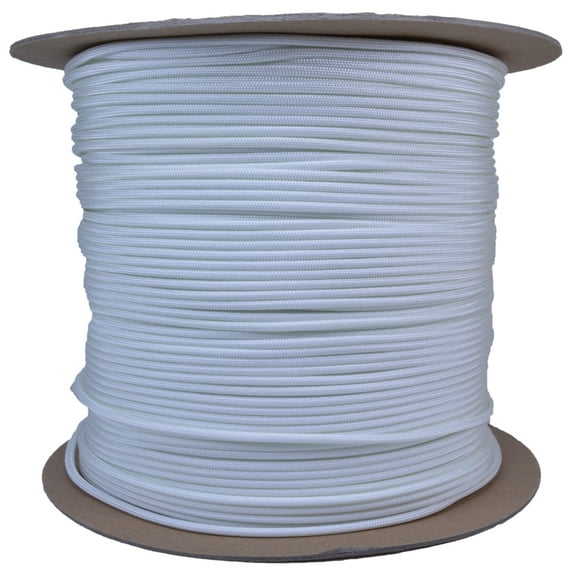 White 750 Cord 11 Strand Type IV Paracord - 1000 Foot Spool
