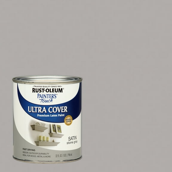 Stone Gray, Rust-Oleum Painter's Touch Ultra Cover Satin, Quart, 2 Pack