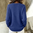 thumbnail image 4 of LNZGNM V Neck Wrap Sweaters for Women Fashion Ruched Long Sleeve Cross Front Knit Pullover Casual Cozy Travel Fall Outfit, Navy (S), 4 of 6