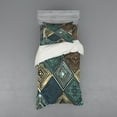 thumbnail image 1 of Geometric Duvet Cover Set, Hand Drawn Rhombus Motifs in Retro Colors with Tie Dye Effect Art Inspiration, Bedding Set with Shams and Fitted Sheet, 3 Sizes, by Ambesonne, 1 of 3