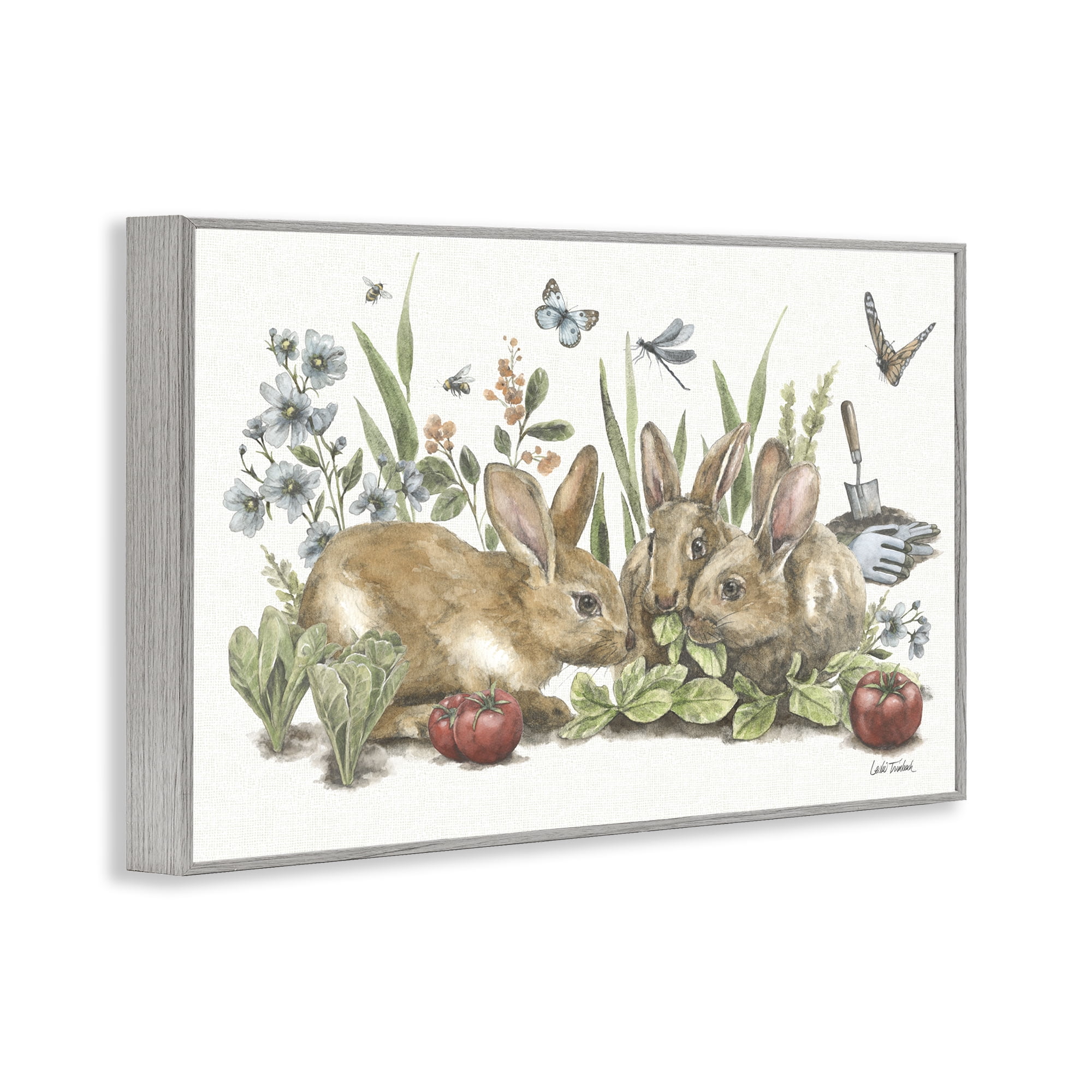 Stupell Industries Garden Patch Scene Botanical & Floral Painting Gray Framed Art Print Wall Art, 30 x 20