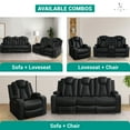 thumbnail image 2 of Naomi Home Chicago Deluxe Theater Style Motion With Adjustable Headrest - Set-Color:Black,Fabric:Air Leather,Set of 3:Chair and Loveseat and Premium Sofa, 2 of 16