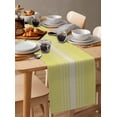 thumbnail image 3 of Yellow Beige Striped Short Table Runners 36 Inches, Cotton Linen Fabric Table Runner Dresser Scarf, Farmhouse Retro Lines Modern Tablerunner for Party/Kitchen/Dinner/Wedding Decor 13''x36'', 3 of 7
