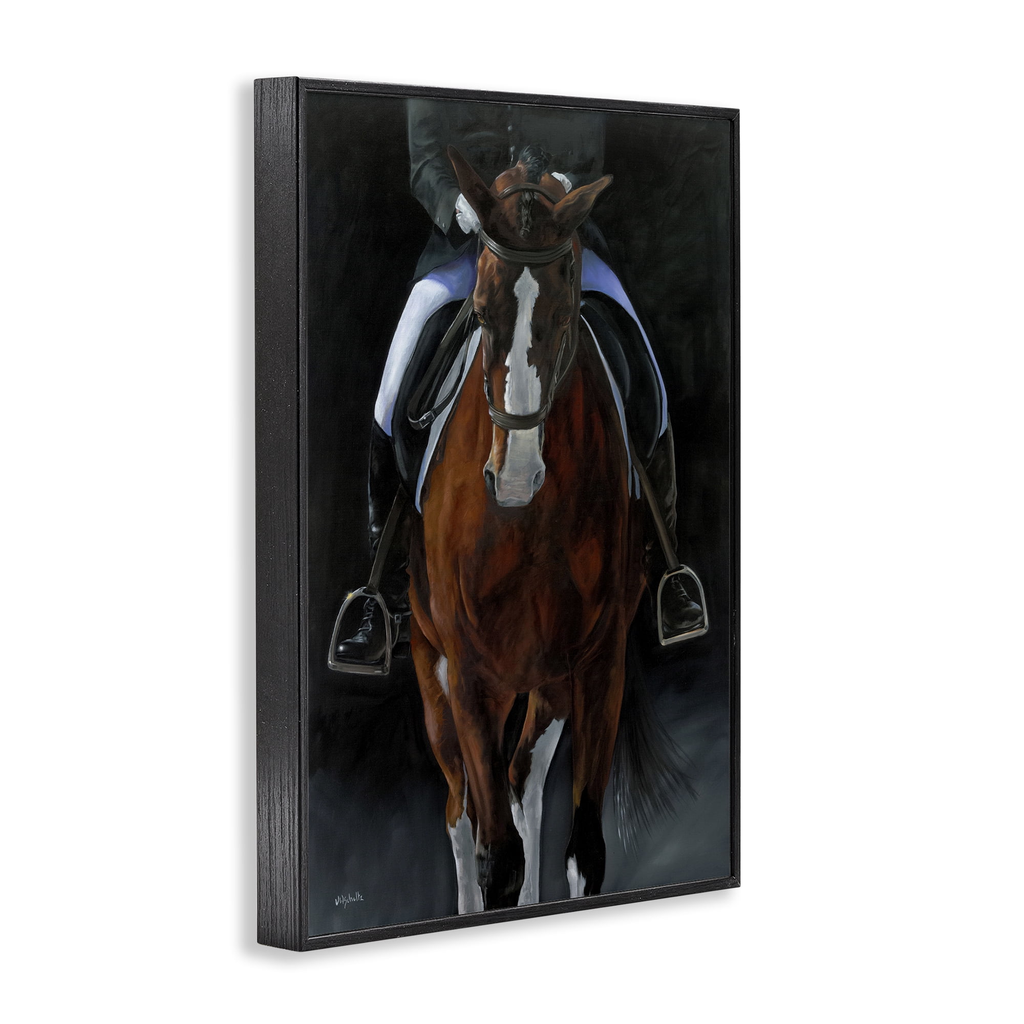 Stupell Industries Balance Trotting Horse Animals & Insects Painting Black Framed Art Print Wall Art, 20 x 30