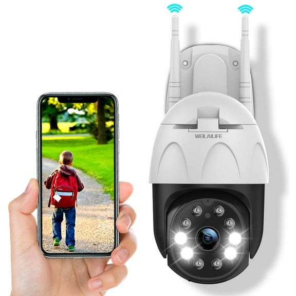 Home Outdoor PTZ Wireless Security Camera（1 Pack） Two Way Audio 3.0 Megapixel Pan Tilt WiFi Surveillance Dome Cam with Night Vision