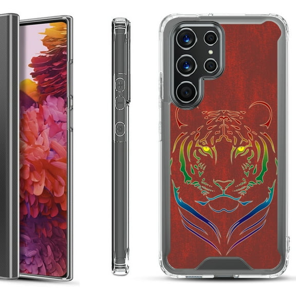 Shockproof Bumper Phone Case for Samsung Galaxy S22 Ultra 5G, by OneToughShield ® - Night Tiger