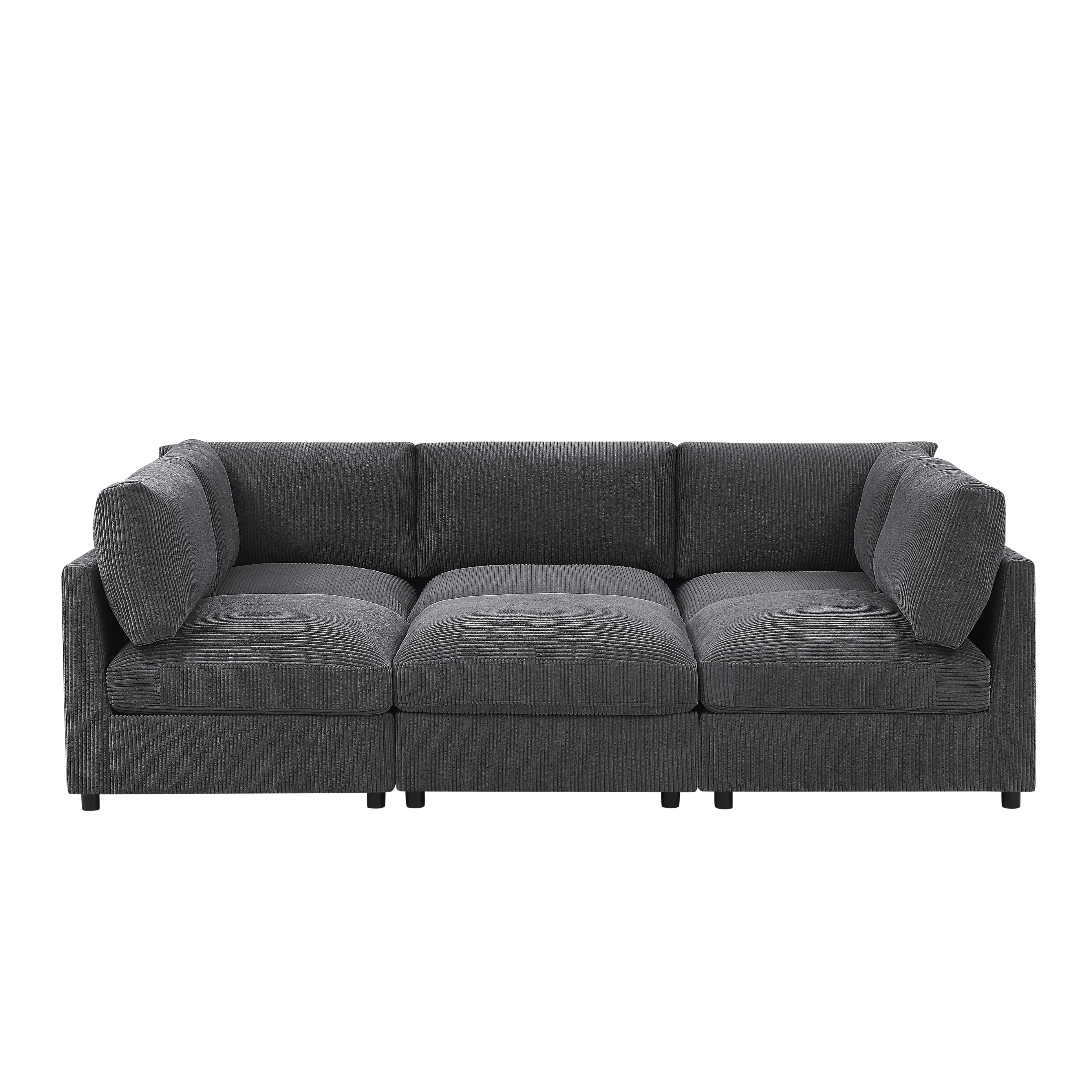 Howcool Cloud Couch Modular Sectional Sofa 6 Seat 127" L Shaped Reversible Convertible Couch, Corduroy Thick Cushion with Movable Ottomans, Washable Removable Cover for Living Room,Black