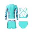 thumbnail image 2 of dPois Kids Girls 4pcs Sun Protection Rash Guard Swimsuits Summer Beach Water Play Surf Bathing Suit Light Green 6, 2 of 7