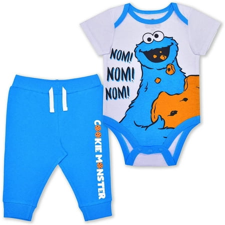 

Cookie Monster Boys 2 Piece Onesie and Jogger Set Newborn