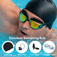 thumbnail image 2 of Swim Goggles and Swim Cap, Anti Fog UV Protection Swimming Goggle No Leaking, with Nose Clip, Ear Plugs, Goggles Case, Suitable for Men, Women, 2 of 8