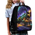 thumbnail image 3 of HUIACONG Steam Train Print School Backpack for Kids Ages 6-18 Large Capacity Lightweight Water-Resistant Bookbag for Boys Girls Elementary Middle High School Daily Use, 3 of 6