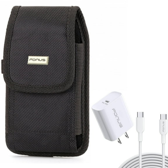 For Google Pixel 7/Pro/6a/6/Pro - Case Belt Clip w 18W PD Home Charger, Swivel Holster Rugged, Fast Type-C 10ft Long Cable Quick for Google Pixel 7/Pro/6a/6/Pro Phones