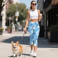 thumbnail image 5 of HELLHERO Daisy Printed Capri Leggings for Women Tummy Control Yoga Pants Athletic Yoga Leggings for Gym Sports, XL, 5 of 7
