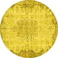 thumbnail image 1 of Ahgly Company Machine Washable Indoor Round Persian Yellow Traditional Area Rugs, 6' Round, 1 of 4