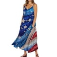 thumbnail image 2 of Women's Flowy Sleeveless Dress with Patriotic Print, High Waist Casual Sundress, Beach Vacation Dress with Pockets, Lightweight Fabric for Summer Parties and Outdoor Events,Royal Blue L, 2 of 5