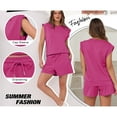 thumbnail image 5 of SHIBEVER 2 Piece Sets for Women Summer Casual Sleeveless Top and Shorts Set Outfits for Women Tops with Pockets for Ladies Rose Red S, 5 of 10
