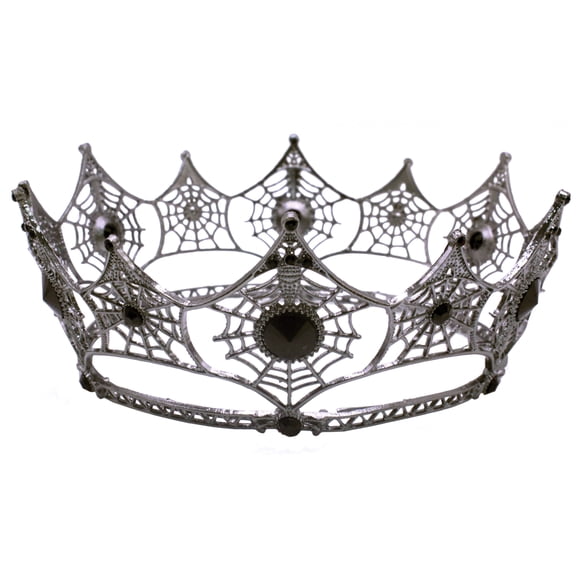 UNDERWRAPS Spider Web Metal Crown - King's and Queen's Crown, Crown With Black Jewels, Birthday Party Crown, Wedding Crown , Renaissance Accessories