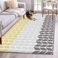 thumbnail image 5 of Area Rug 3x5ft Herringbone Pattern Carpets Indoor Floor Area Mat Washable Entrance Mat Rugs for Living Room Dining Room Kitchen Bedroom, Vintage Yellow Ombre Grey Sofa Throw Carpet, 5 of 9