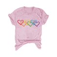 thumbnail image 4 of DondPO Women's T-Shirts Women's Rainbow Color Heart Casual Summer Short Sleeve Crew Neck Tee Shirts for Women Womens tops Pink M, 4 of 4