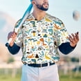 thumbnail image 5 of Lsque Cartoon Dinosaur Pattern Mens Polo Golf Shirts Funny Graphics Shorts Sleeve Button Shirts Baseball T-shirt-3X-Large, 5 of 7