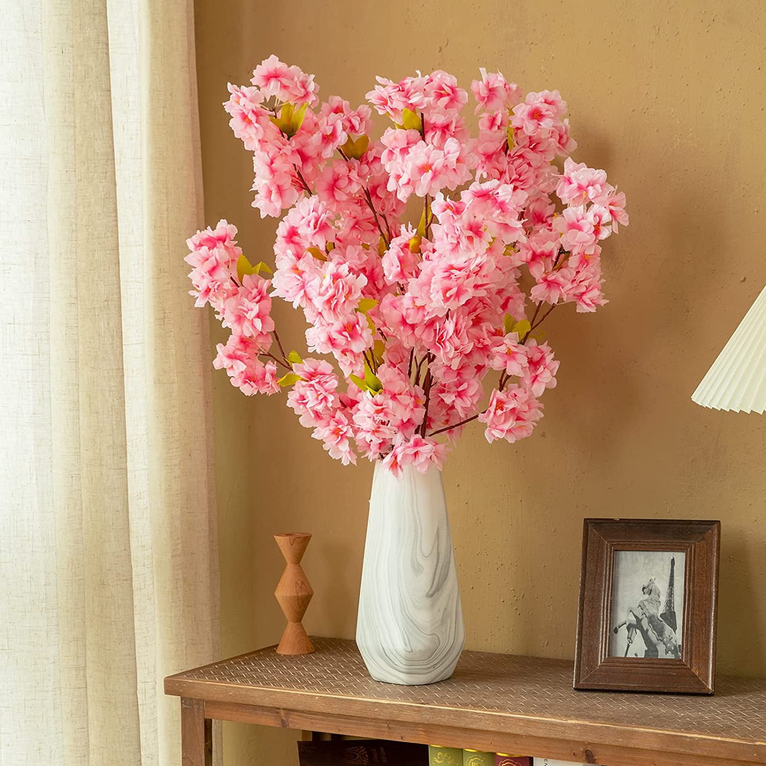Dalrosia 3PCS Artificial Cherry Blossom Branches, Silk Cherry Blossom Flowers Long Stem Flowers for Tall Vase, Faux Flowers Arrangements for Wedding Party Home Decor