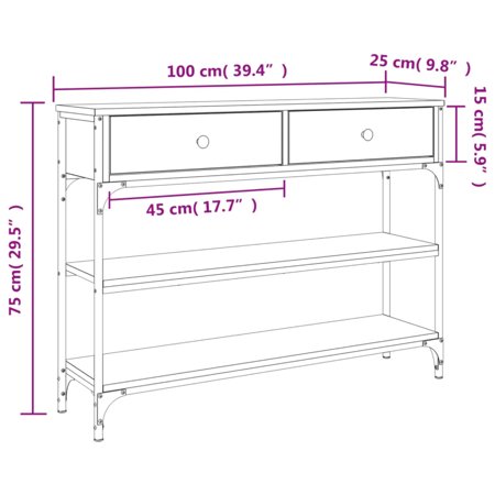 vidaXL コンソールテーブル ブラック 100x25x75 cm エンジニアリングウッド家具 テーブル アクセントテーブル エンドテーブル 代引不可