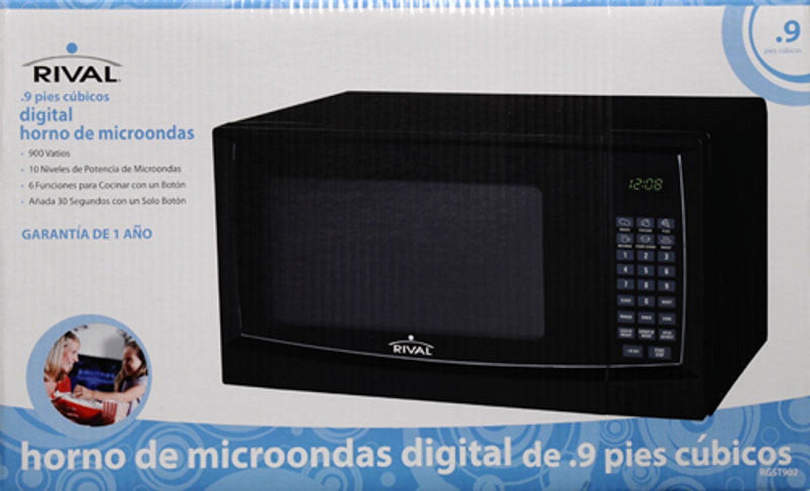 Rival 0.9 Cu. Ft. Black Microwave Oven - image 5 of 6