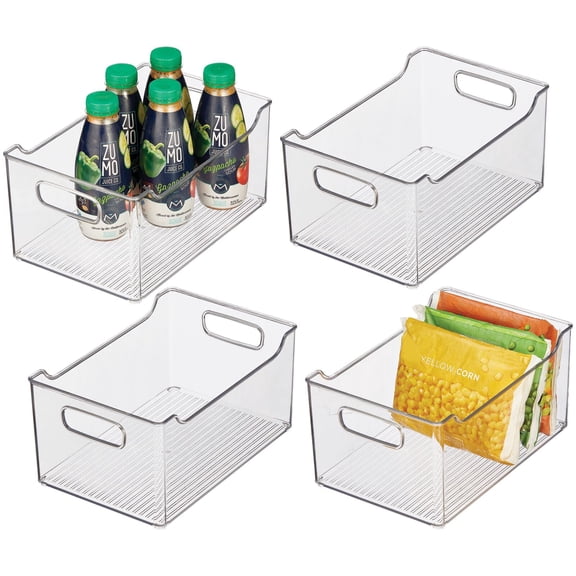mDesign Plastic Food Storage Organizer Bin for Home and Kitchen - 4 Pack - Clear