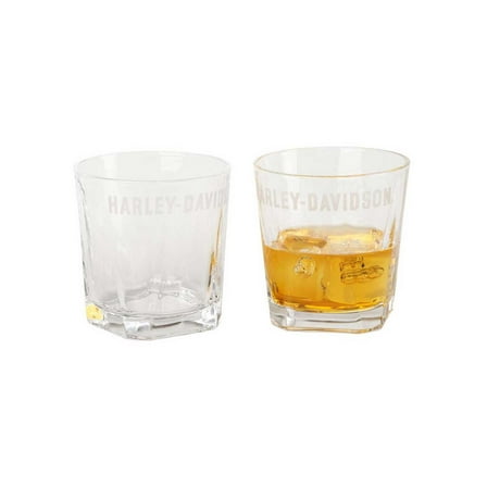 Harley-Davidson Etched H-D Logo Rocks Glass Set, Set of Two 8 oz. Glasses, Harley Davidson