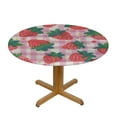thumbnail image 3 of Nawypu Checkered Strawberry Pink Elastic Edged Round Fitted Table Cloth Cover, Waterproof Free Round Tablecloth, Home Decorative Tablecloth for Indoor Outdoor Kitchen Party, Fits Tables, 3 of 7