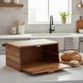 thumbnail image 3 of Panera de Madera Acacia con Tapa Abatible para Cocina, 3 of 7