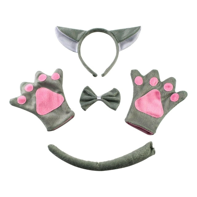 4x Serre-Tête Animal Ensemble de Costume d'Animaux pour Anniversaire Spectacle de Scène Pâques Adulte Wolf