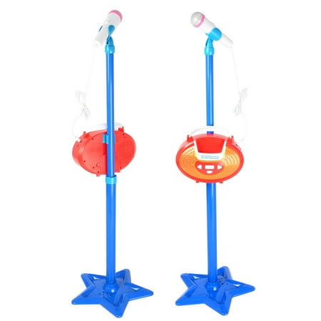 Karaoke Star Machine Portable Kids Karaoke Machine Toy Adjustable Star Base Stand Microphone Music Play Toys - Blue ()