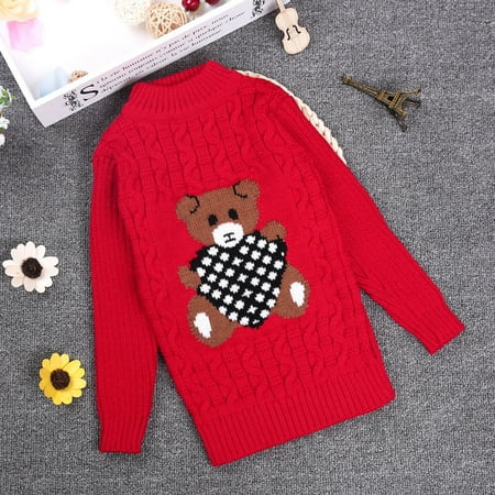 

Uuszgmr Kid Sweater For Boys Girls Toddler Child Baby Girls Solid Cartoon Print Knit Pullover Sweater Crochet Top Daily Warmth Tops