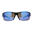 thumbnail image 3 of Xloop Mens Wrap Futuristic Half Rim Mirror Sport Sunglasses Black Blue Mirror, 3 of 4