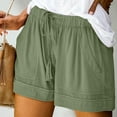 thumbnail image 2 of Summer Shorts for Women Elastic Waist Drawstring Wide Leg Shorts Solid Casual Loose Lounge Pants with Pockets, 2 of 6