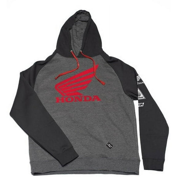 Honda Wing Hooded Pullover Sweatshirt-Black/Charcoal-XL