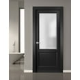 thumbnail image 2 of Slab Barn Door Panel| Lucia 22 Matte Black with Rain Glass | Sturdy Finished Doors | Pocket Closet Sliding, 2 of 5