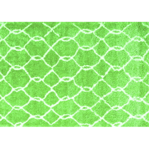 Ahgly Company Indoor Rectangle Trellis Green Modern Area Rugs, 2' x 5'