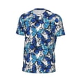 thumbnail image 6 of Wukai Blue and White Butterflies Print Men's Short-Sleeved Mesh T-Shirt,Quick-Dry Short Sleeve Workout T-Shirt-6X-Large, 6 of 8