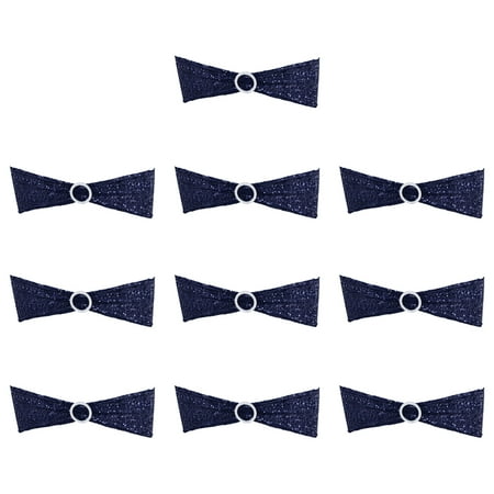 

QXuchild 10Pcs Chair Sashes Elegant Sequins Polyester Elastic Bow-shaped Chair Cover Ribbons Wedding Supplies