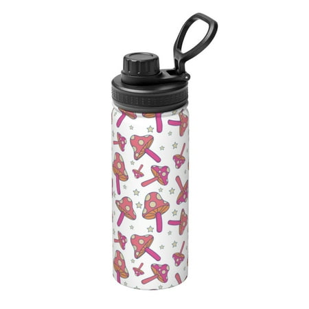 

Tebeau Purple Mushroom Print Water Bottle 18oz Sports Insulated Kettle Stainless Steel Outdoor Drinking Bottles Fashion Travel Cup