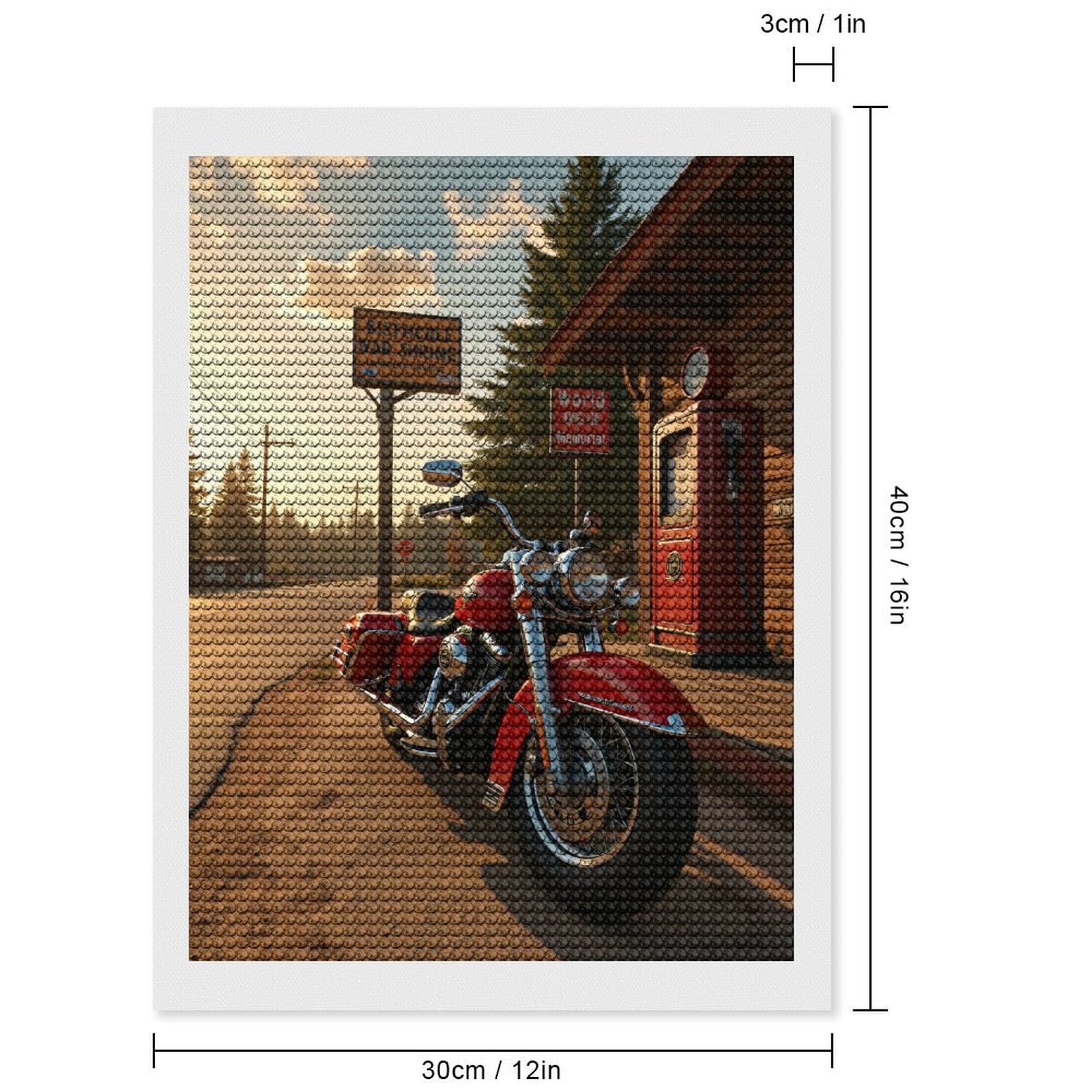 Diamond Art Kits for Adults, Motorcycle Vintage Gasoline Roadtrip 5D Diamond Painting Kits for Adults Beginners, DIY Full Drill Diamond Painting, Gem Art and Crafts 12x16