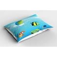 thumbnail image 2 of Ambesonne Ocean Pillow Sham 2 Pack, Nautical Navy Deep Sea, 36"x20", Blue Orange and Yellow, 2 of 3