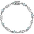 thumbnail image 5 of Sterling Silver Rhodium-Plated Diamond Aquamarine Bracelet (7 X 5) Made In China qx885aq, 5 of 5