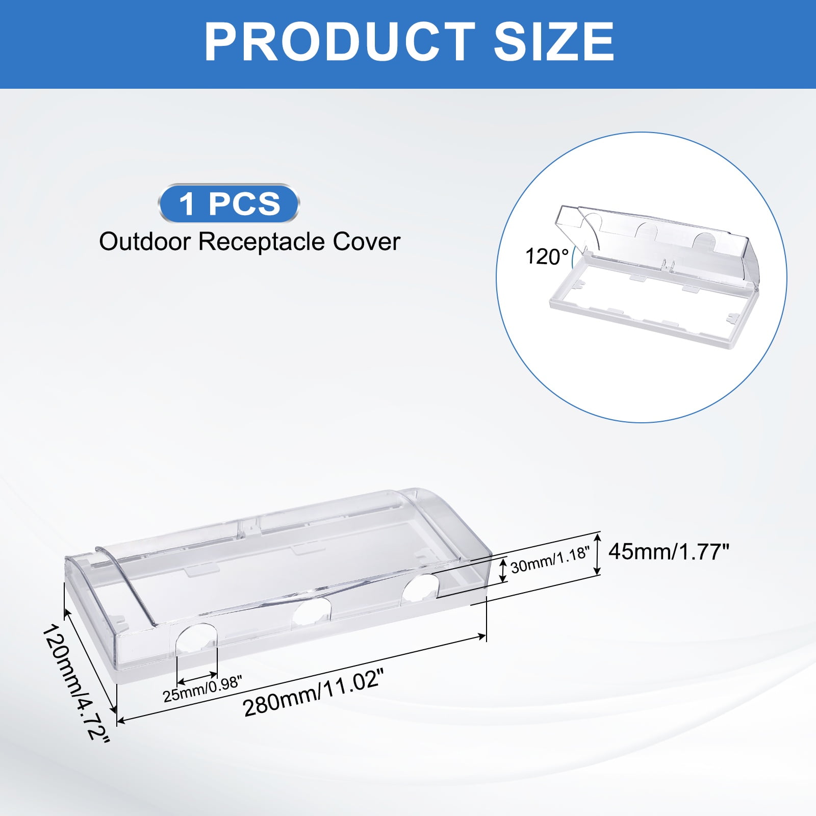 Uxcell 11.02 x 4.72 x 1.77 Inch Outlet Cover Box, Transparent