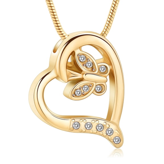 Butterfly & Heart Urn Necklaces for Ashes of Loved Ones Cremation Butterfly Jewelry for Women Heart Urn